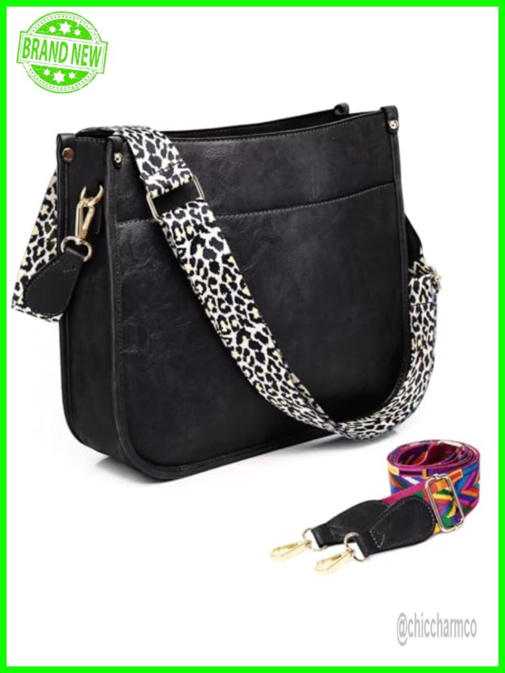 Vegan Leather Crossbody Bag Women Hobo Purse 2 Straps